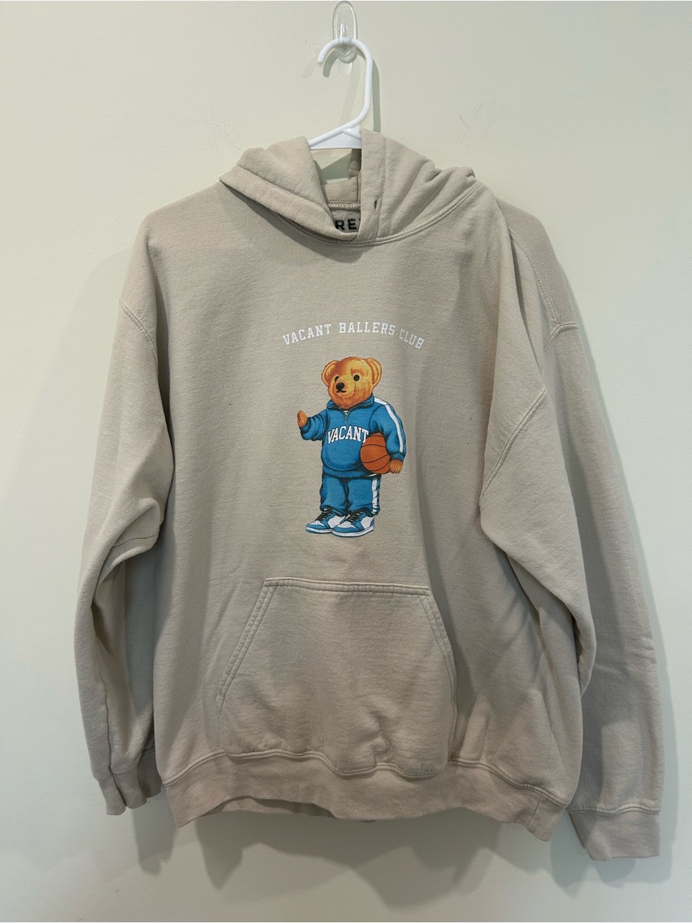 Pretty Vacant Ballers Club Beige Bear Hoodie - Men's Pullover Sweater